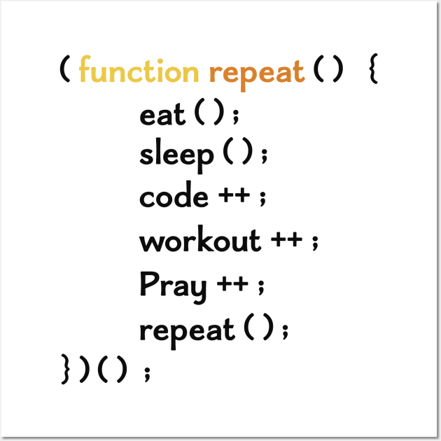 Funny Computer Science coding Eat Sleep Code / funny programming design / coding gift idea / increment and progress coding idea Wall Art by Anodyle